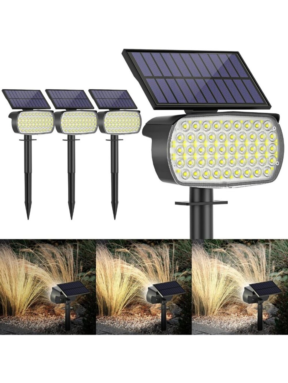 108 LED Solar Spot Lights - Waterproof Outdoor Landscape Lighting, 3 Modes, 4